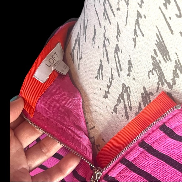 LOFT Pink Black Colorblock Mixed-Stripe Women's Mini Skirt Size 12P - Picture 4 of 5